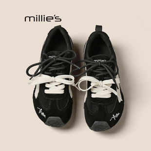 女款 鞋 子秋季 MILLIE 百搭休闲阿甘鞋 妙丽厚底内增高德训鞋 新款