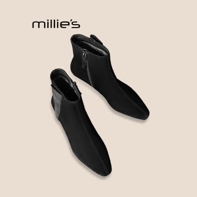 MILLIE'S黑色磨砂短靴巨好看裸靴