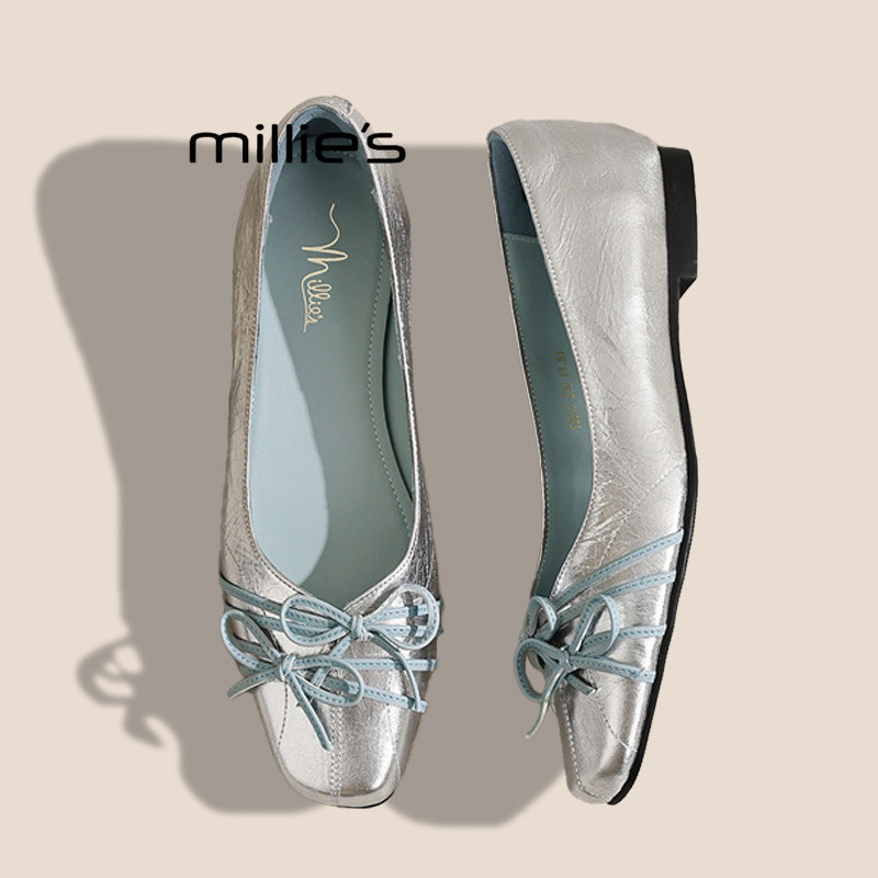 MILLIE'S/妙丽蝴蝶结芭蕾舞鞋女2026春季款休闲平底外穿浅口单鞋,女鞋,浅口单鞋,淘宝优惠券,粉丝福利购,淘宝优惠卷