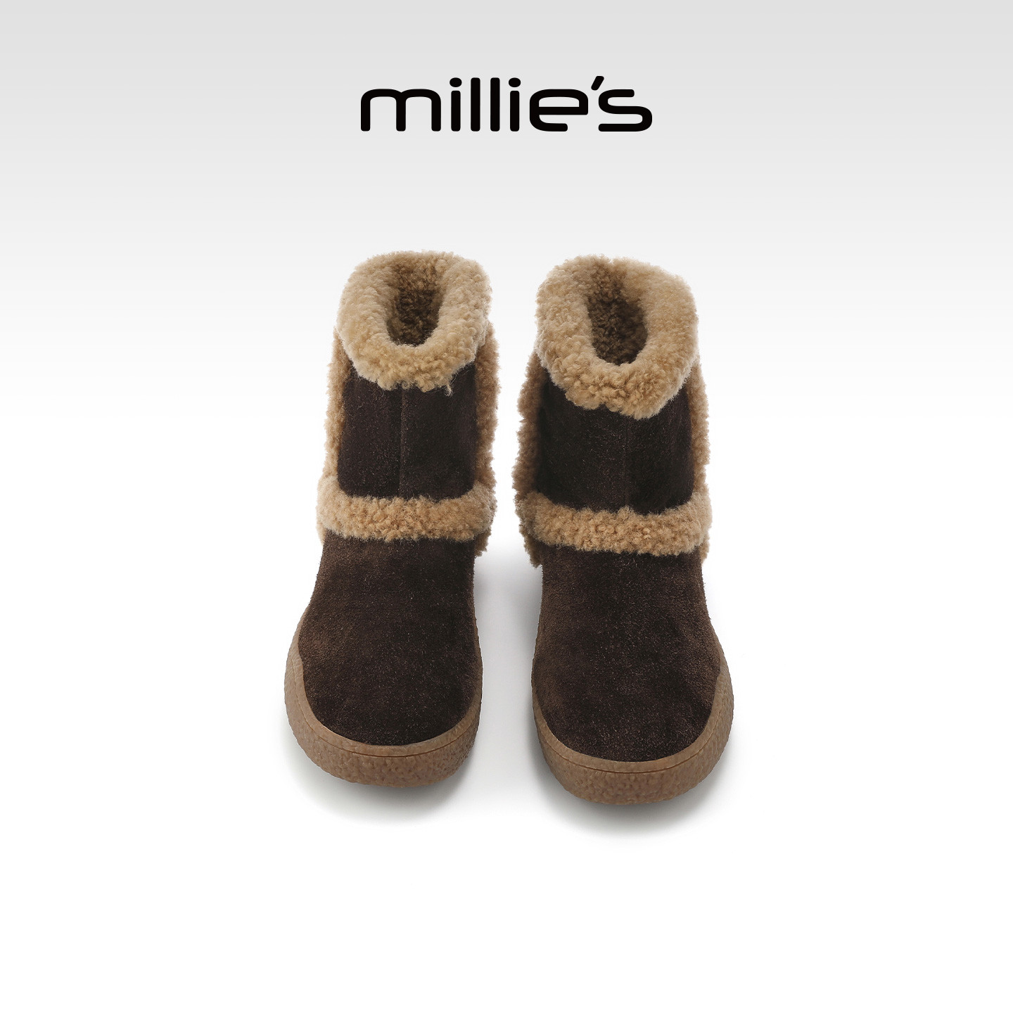 MILLIE'S/妙丽翻边雪地靴女2026冬季新款加绒保暖毛毛短靴厚底P