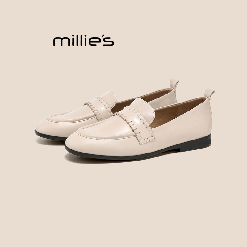 MILLIE'S/妙丽2026新品简约风玛丽珍鞋女平底一脚蹬百搭休闲皮鞋Q,女鞋,玛丽珍鞋,淘宝优惠券,粉丝福利购,淘宝优惠卷