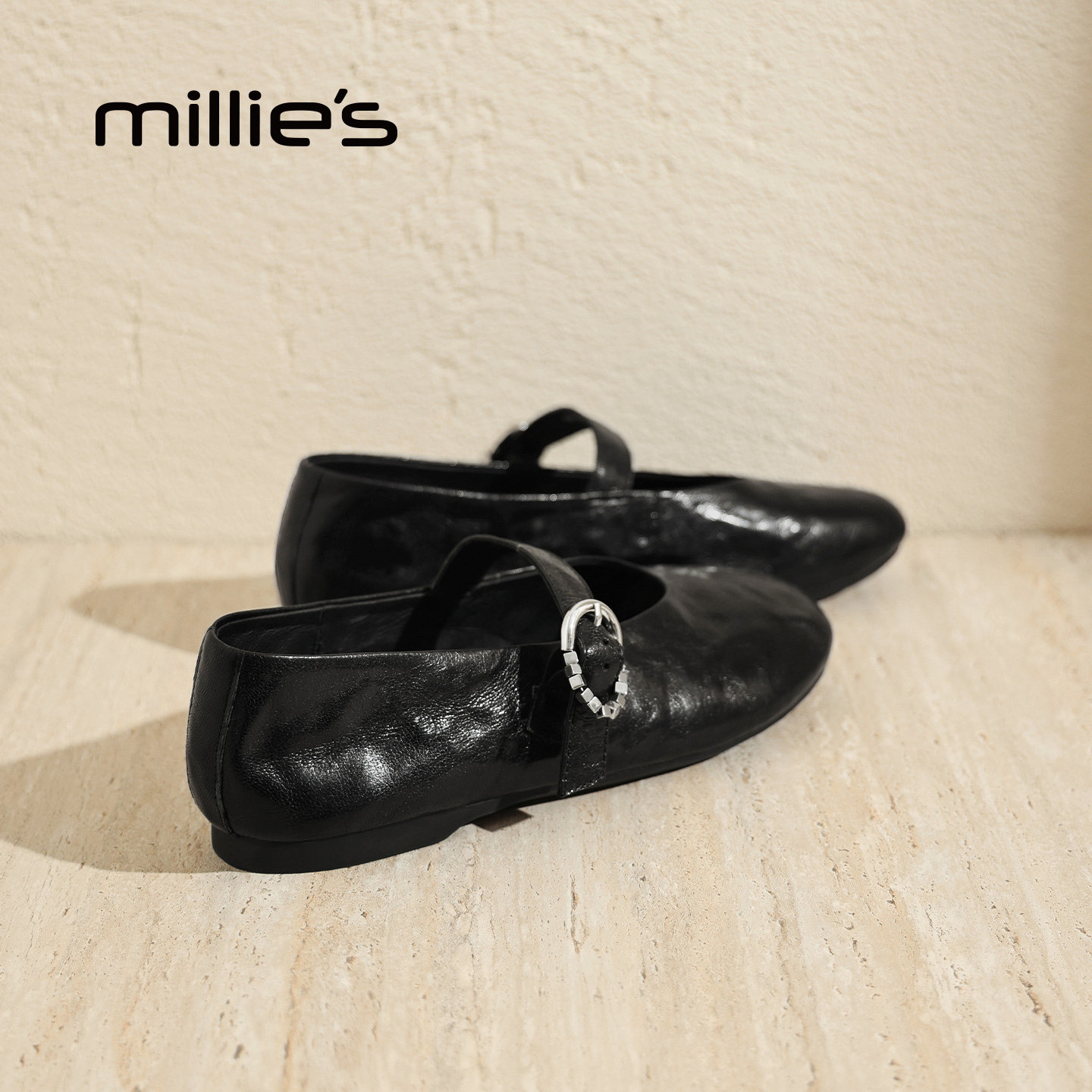 MILLIE'S/妙丽复古玛丽珍鞋女2026春季一字带扣低跟百搭小皮鞋Z,女鞋,乐福鞋（豆豆鞋）,淘宝优惠券,粉丝福利购,淘宝优惠卷