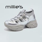百搭镂空鞋 妙丽女鞋 MILLIE 2026春夏季 新款 厚底增高透气休闲鞋