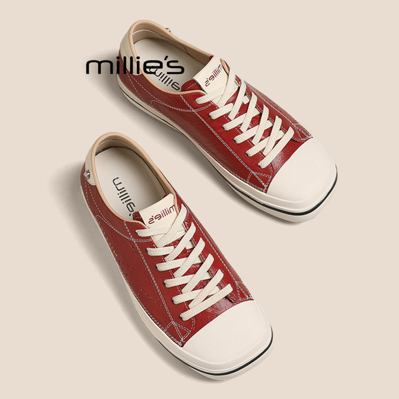 MILLIE'S/妙丽轻便软底不累脚休闲鞋女2026夏季新款方头百搭板鞋P