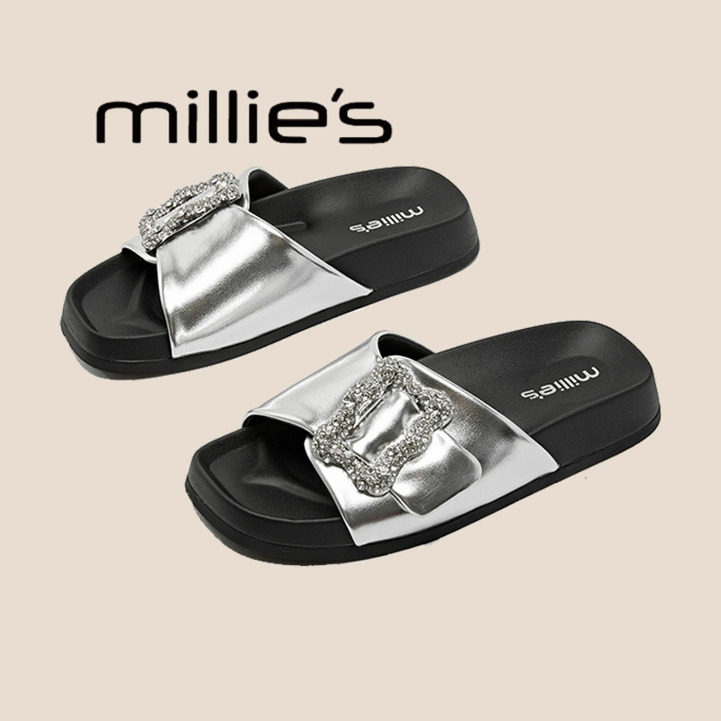MILLIE'S/妙丽水钻一字拖凉鞋