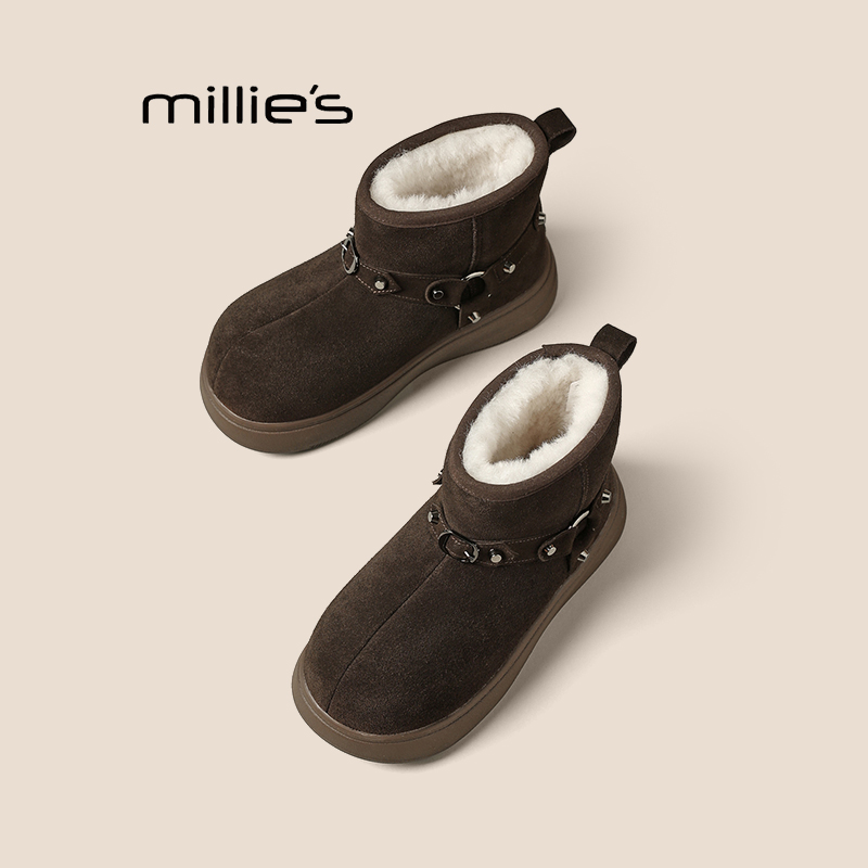 妙丽铆钉羊毛雪地靴巨好看