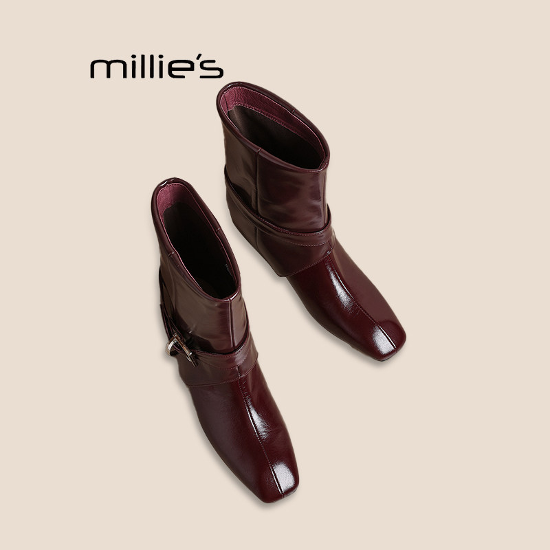 MILLIE'S妙丽真皮尖头短靴巨好看