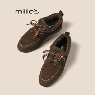 保暖外穿羊羔毛舒适雪地靴女Z 妙丽百搭圆头系带加绒棉鞋 MILLIE