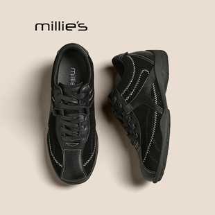 棕色平底拼接阿甘休闲运动鞋 妙丽复古德训鞋 新款 女秋季 MILLIE