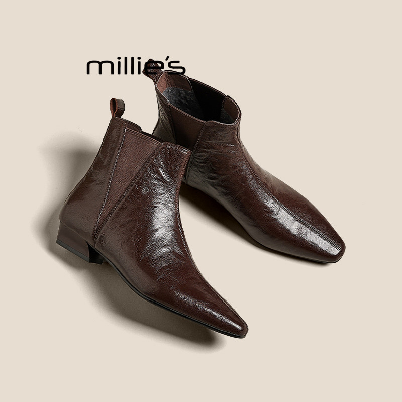 MILLIE'S/妙丽真皮切尔西皮靴