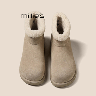 皮毛一体加绒保暖短靴冬Z 妙丽内增高雪地靴女东北大棉鞋 MILLIE