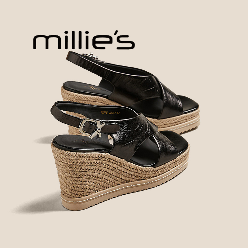 MILLIE'S/妙丽新款真皮凉鞋
