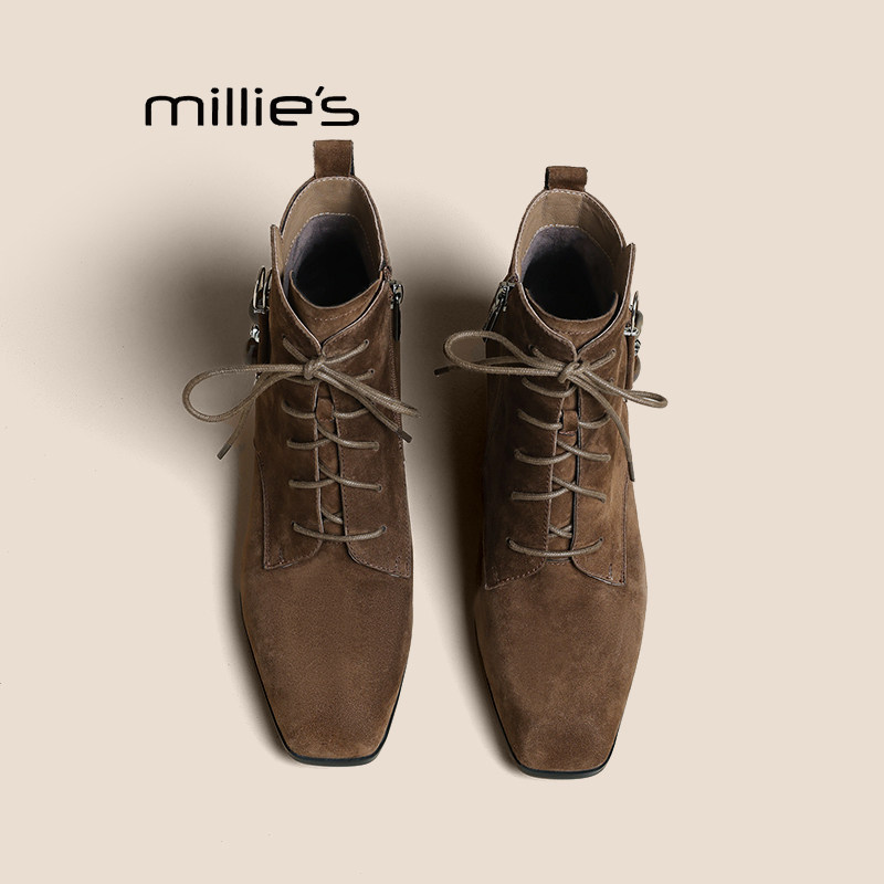 MILLIE'S/妙丽真皮女短靴巨好看