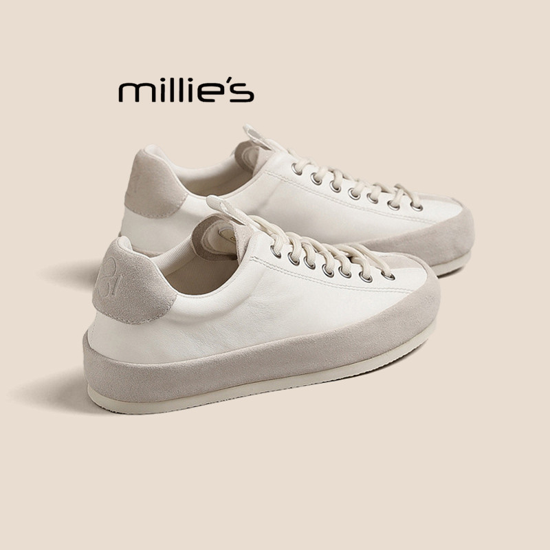 MILLIE'S妙丽复古德训鞋女2026春季新款平底系带简约休闲板鞋Q,女鞋,婚鞋,淘宝优惠券,粉丝福利购,淘宝优惠卷