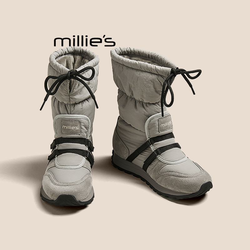 MILLIE'S/妙丽雪地靴女冬季款加绒加厚保暖东北大棉靴休闲中筒靴,女鞋,时尚雪地靴,淘宝优惠券,粉丝福利购,淘宝优惠卷