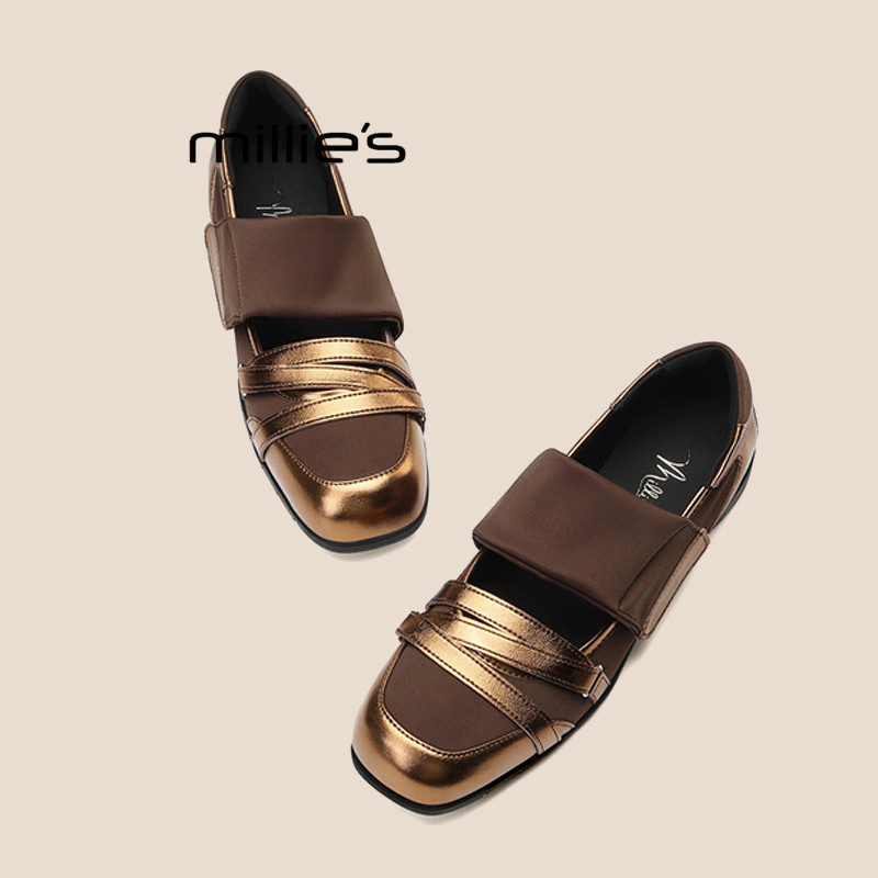 MILLIE'S/妙丽内增高芭蕾风玛丽珍鞋女2026方头魔术贴浅口单鞋春,女鞋,玛丽珍鞋,淘宝优惠券,粉丝福利购,淘宝优惠卷