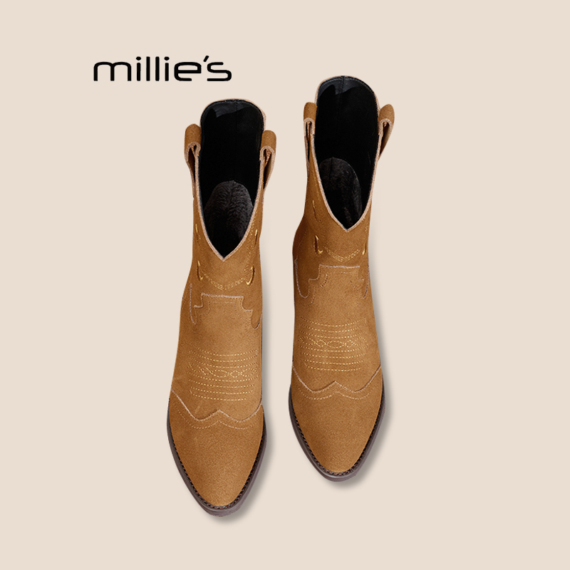 妙丽真皮马丁靴女巨好看长靴