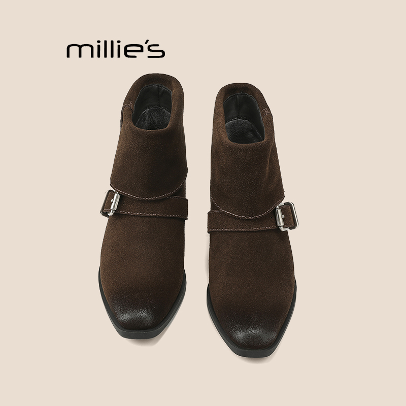 妙丽真皮马丁靴女巨好看短靴