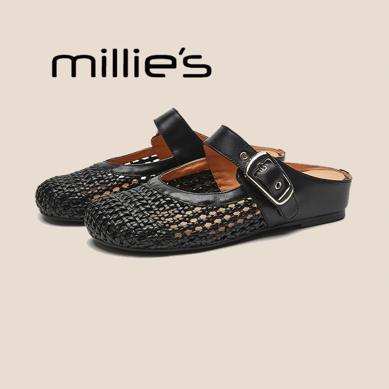 MILLIE'S/妙丽真皮厚底勃肯鞋女