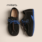 单鞋 MILLIE 秋冬真皮厚底勃肯鞋 女一脚蹬懒人鞋 妙丽2026新款