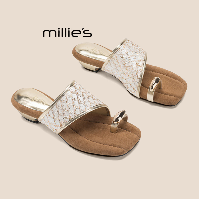 MILLIE'S/妙丽金属扣套趾拖鞋