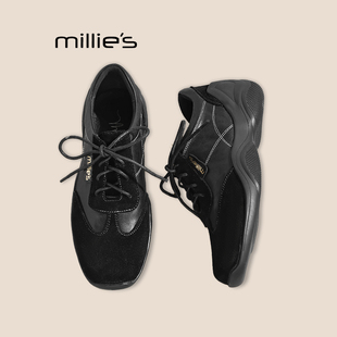 MILLIE'S/妙丽单鞋女2026秋新款小皮鞋平底内增高德训鞋软底系带