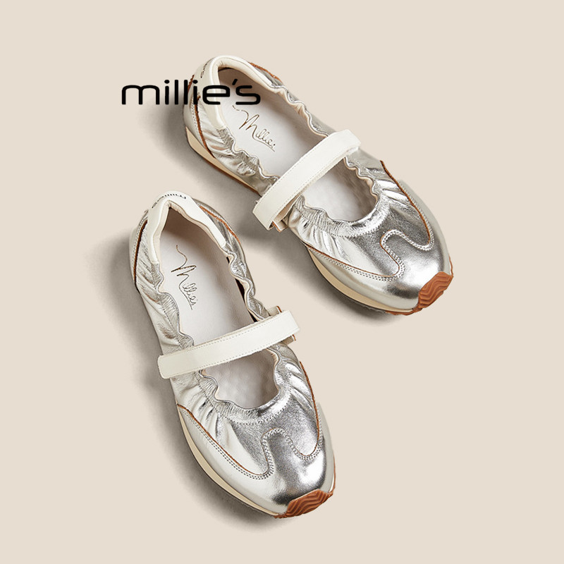 MILLIE'S/妙丽魔术贴芭蕾鞋女2025夏季新款复古配裙子德训休闲鞋,女鞋,罗马凉鞋,淘宝优惠券,粉丝福利购,淘宝优惠卷