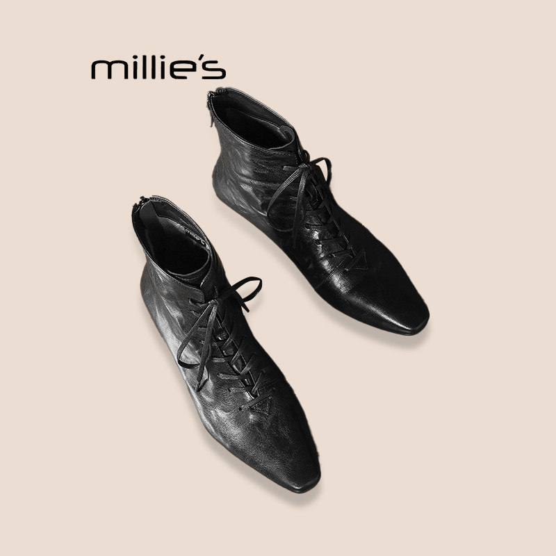 MILLIE'S/妙丽真皮短靴女巨好看