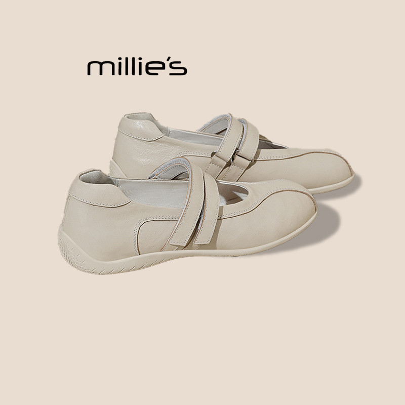 MILLIE'S/妙丽春季玛丽珍鞋女魔术贴米白色舒适不累脚时尚婚鞋Z,女鞋,婚鞋,淘宝优惠券,粉丝福利购,淘宝优惠卷