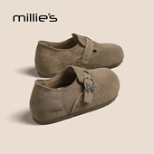 孕妇一脚蹬乐福单鞋 MILLIE 女2026新款 秋季 妙丽真皮全包勃肯鞋