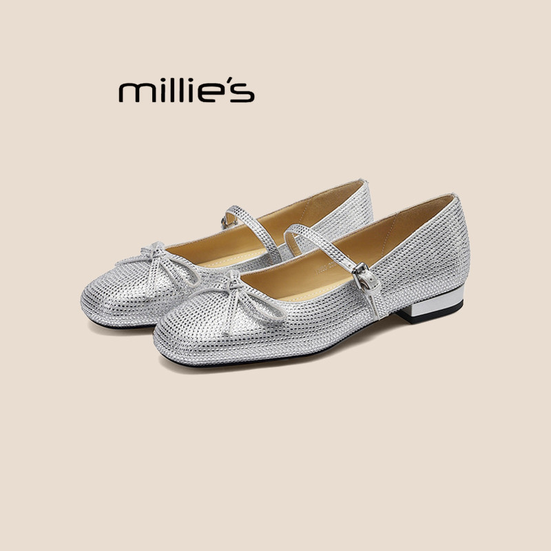 MILLIE'S/妙丽2026新品编织玛丽珍鞋法式一字扣浅口百搭低跟单鞋Z,女鞋,乐福鞋（豆豆鞋）,淘宝优惠券,粉丝福利购,淘宝优惠卷