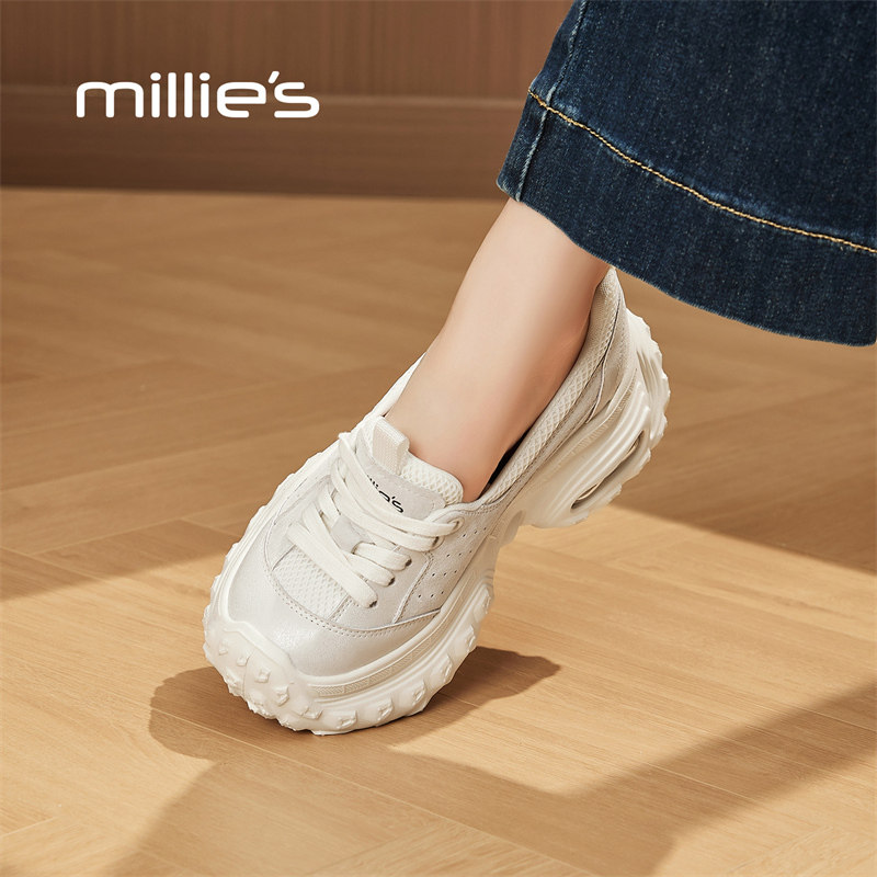 MILLIE'S/妙丽2026秋季新款时尚休闲鞋女厚底增高运动鞋百搭单鞋,女鞋,健步鞋,淘宝优惠券,粉丝福利购,淘宝优惠卷