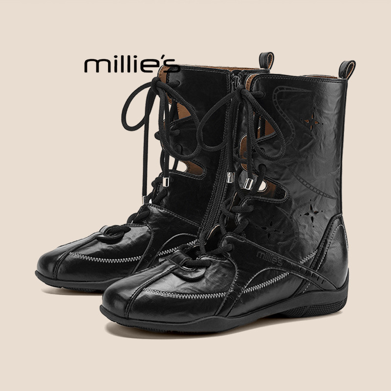 MILLIE'S/妙丽系带酷飒拳击靴