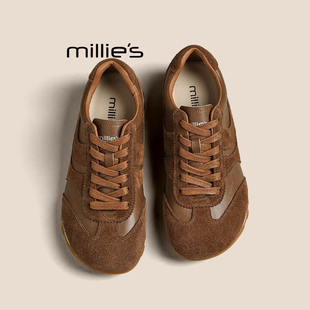 厚底休闲运动阿甘鞋 妙丽复古真皮德训鞋 新款 女2025秋季 MILLIE