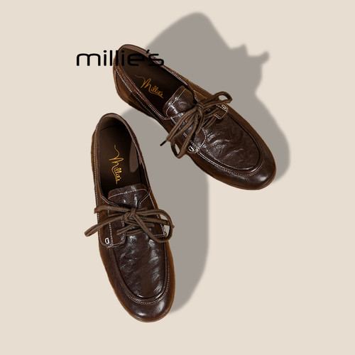 MILLIE'S/妙丽真皮乐福鞋女