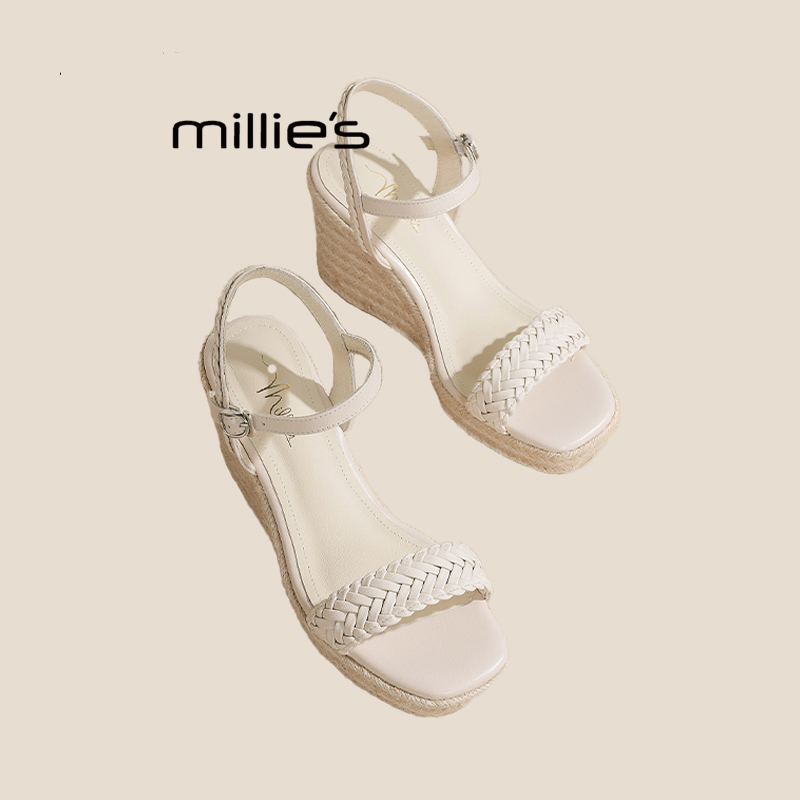 MILLIE'S/妙丽真皮厚底凉鞋女