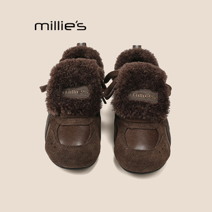 外穿棉鞋 女加绒保暖一脚蹬百搭休闲鞋 S妙丽复古德训鞋 MILLIE
