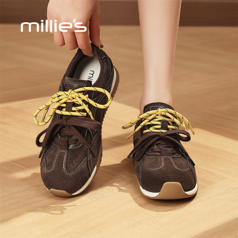 MILLIE'S/妙丽厚底增高德训鞋女2025新款秋季复古休闲运动板鞋,女鞋,德训鞋,淘宝优惠券,粉丝福利购,淘宝优惠卷