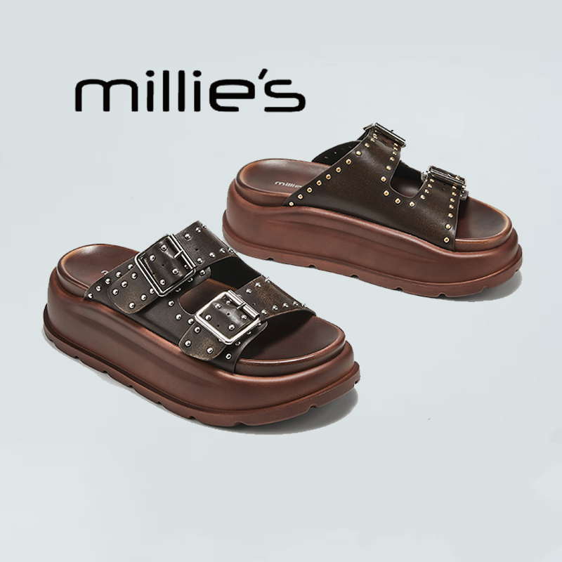 MILLIE'S/妙丽露趾厚底拖鞋