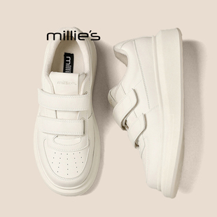 魔术贴小个子增高加绒休闲板鞋 妙丽厚底小白鞋 款 女冬季 MILLIE