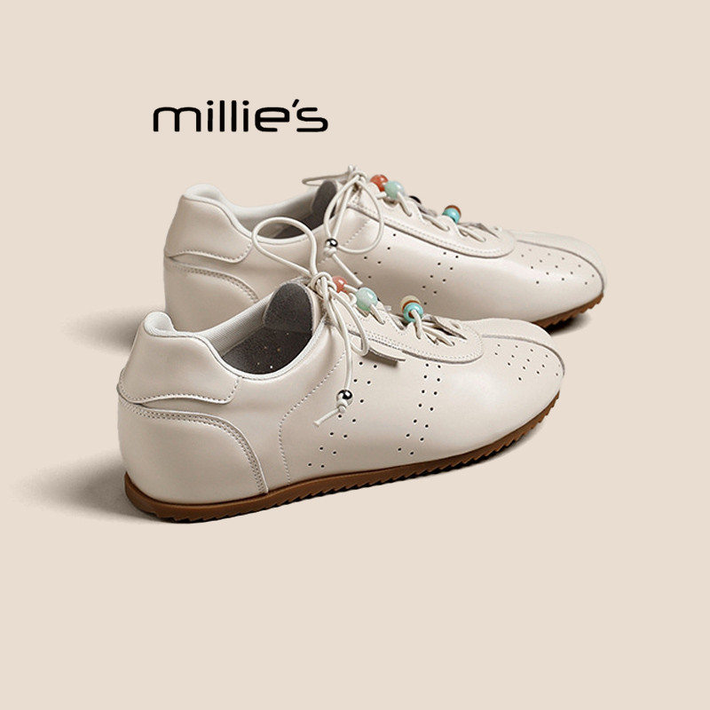 MILLIE'S妙丽2026春季珍珠装饰德训鞋女内增高百搭休闲运动鞋Z,女鞋,婚鞋,淘宝优惠券,粉丝福利购,淘宝优惠卷