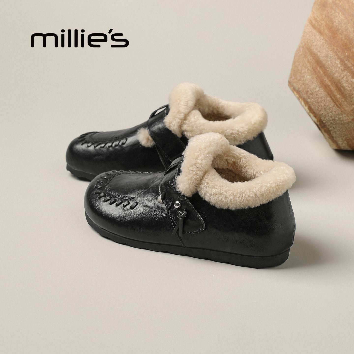 MILLIE'S/妙丽真皮复古勃肯鞋