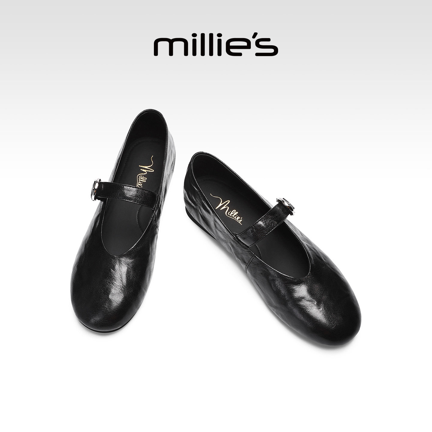 MILLIE'S/妙丽法式复古风玛丽珍鞋女春季黑色一字扣平底百搭单鞋Z,女鞋,玛丽珍鞋,淘宝优惠券,粉丝福利购,淘宝优惠卷