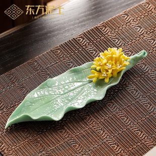 禅意茶室室内家用国风香炉香托摆件 陶瓷手工桂花线香香插香座中式