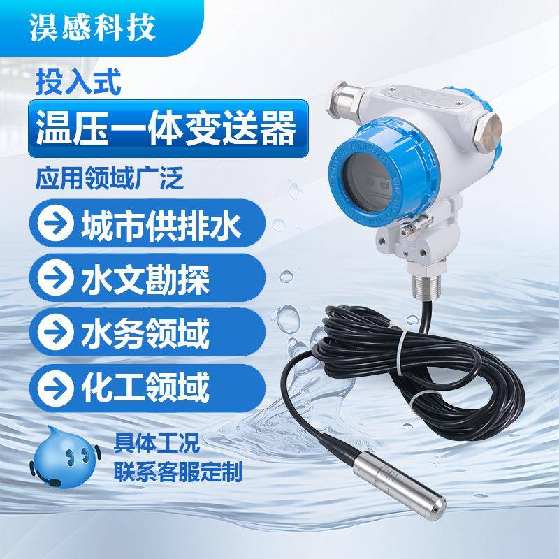 淏感温压一体投入式变送器带显示温度液位传感器4-20mA+RS485输出