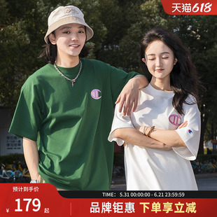 champion冠军26春夏新款男女款短袖T恤宽松纯棉刺绣舒适透气运动