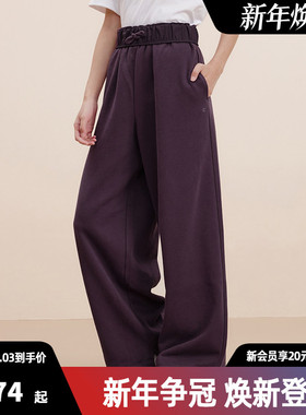 Champion冠军卫裤女2025秋季新款加绒运动长裤印花休闲阔腿裤子