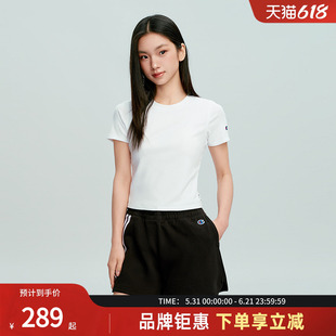 Champion冠军26夏季新款短袖T恤女款修身型套头圆领日常休闲