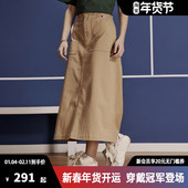 Champion冠军半身裙春秋A字长裙女刺绣草写logo工装 伞裙简约休闲