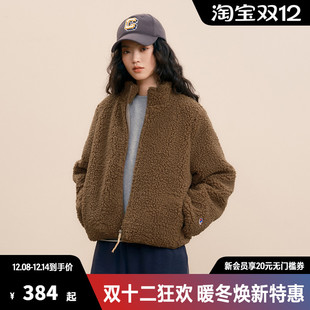 潮牌休闲立领保暖春秋款 Champion冠军仿羊羔绒夹克外套女春季